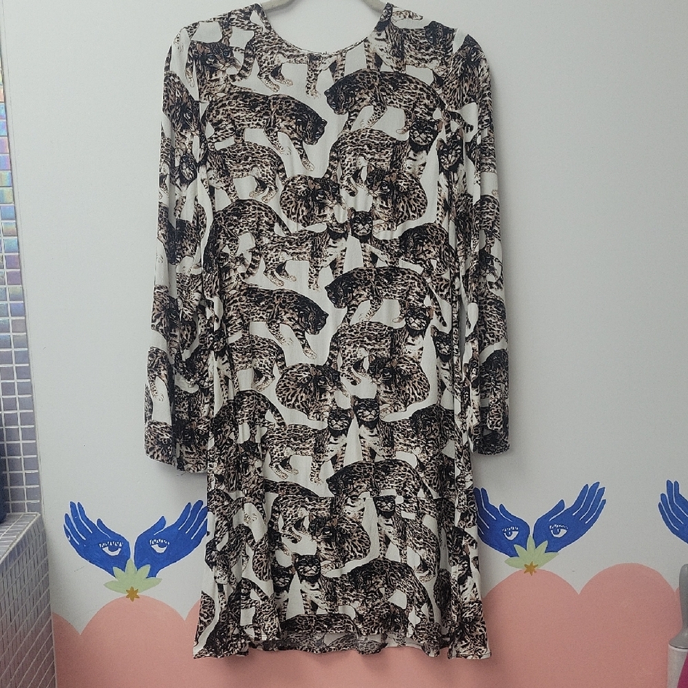 Leopard Print Long Sleeve Dress